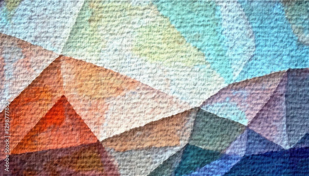 Aufkleber textured polygonal abstract background with soft pastel and vibrant hues, resembling a painted fabri