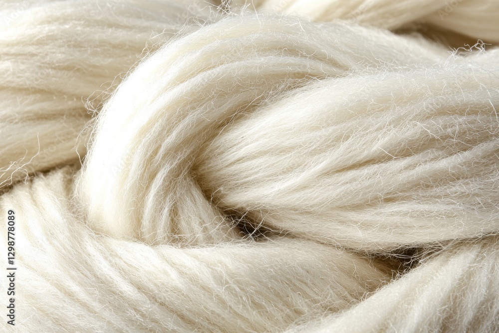 Poster a close-up showcases the intricate and luxurious texture of soft, white wool yarn, ideal for backgro