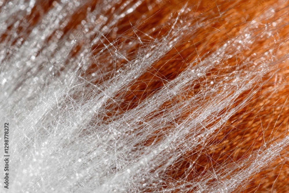 Aufkleber an abstract close-up of shimmering white fibers layered over a warm brown surface, creating a textur