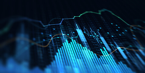 Trade business analytics graph and financial chart investment. Stock market investment trading graph and crypto currency.	
