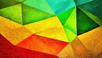 Fototapeta premium vibrant geometric abstract painting on textured canvas with bold color blocks in red, green, yellow, and orange for modern decor