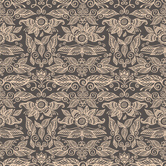 Floral Mehndi Seamless Vector Pattern