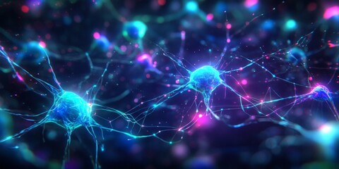 Neural network synapses in glowing biological network