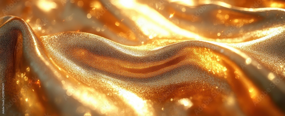 Aufkleber shimmering golden fabric texture with waves and glimmers creating a luxurious and stylish background