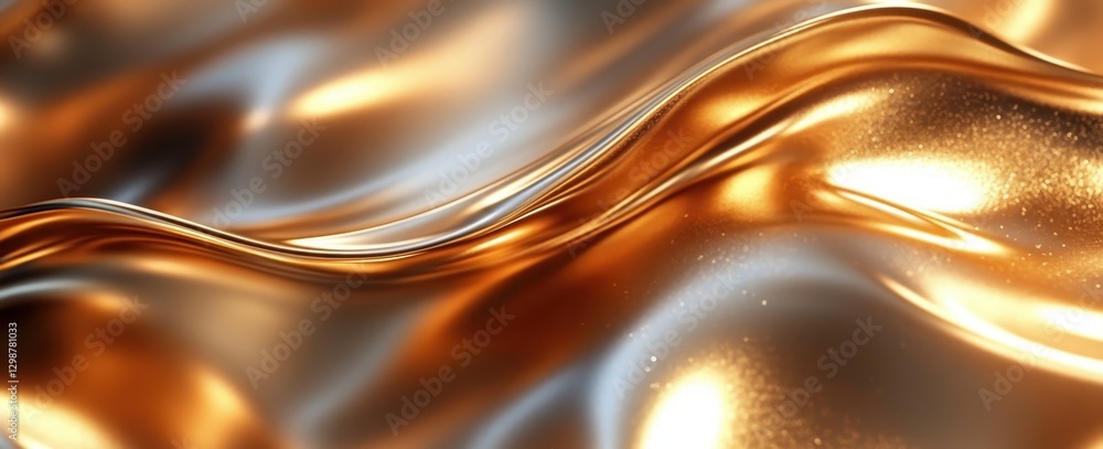 Poster shimmering golden texture with wavy motion captured in high resolution for elegant and luxurious bac