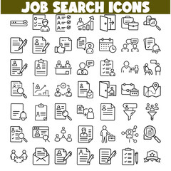 Job Search Icons Employment, Hiring, Resume, Interview, Career