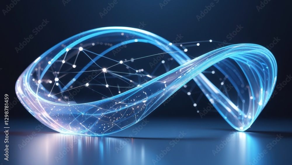 Aufkleber glowing blue holographic data stream network connection