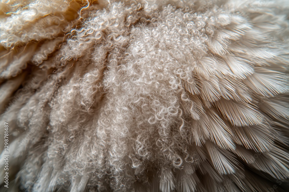 Poster a close-up view of soft and fluffy feathers, showcasing intricate texture and delicate details, crea