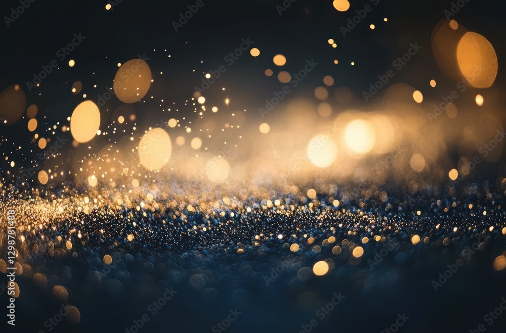 Aufkleber shimmering lights and golden particles on a dark background creating a dreamy and mystical atmospher