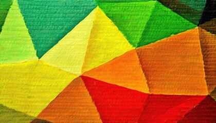 Fototapeta premium vibrant geometric abstract painting on textured canvas with bold color blocks in red, green, yellow, and orange for modern decor
