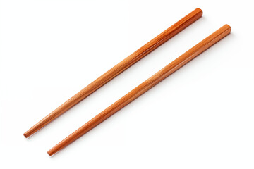 A pair of bamboo chopsticks are placed on a white background generative ai