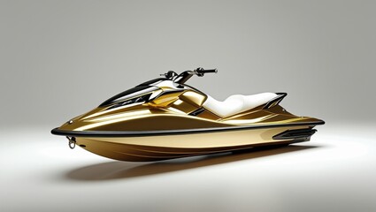 Highly Polished Gold Jet Ski on White Background