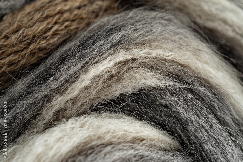 Aufkleber a textured close-up of blended wool fibers in earthy tones, showcasing a soft and natural color grad