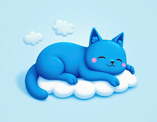 Blue cat sleeping on a cloud