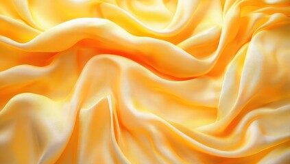 Obraz premium Smooth and Lustrous Yellow Silk Fabric Draped Elegantly, Perfect for Backgrounds, Textiles, Fashion, and Creative Projects Capturing Light and Texture