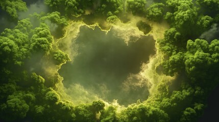 Fototapeta premium Enchanting green foliage forming a mystical portal to the sky