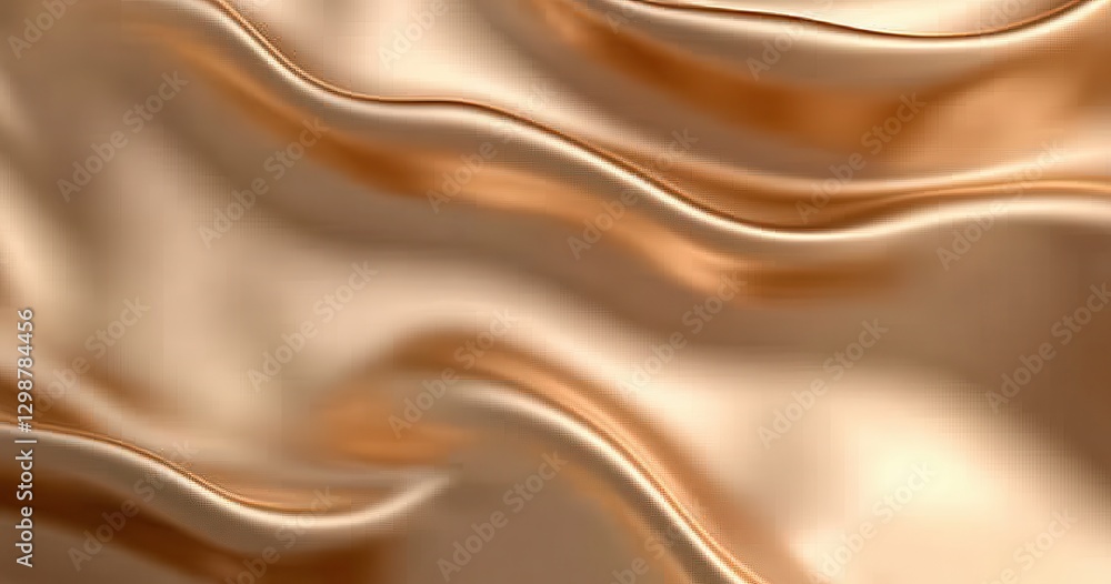 Poster smooth shiny bronze satin fabric with waves and curves in elegant drapery displaying rich texture an