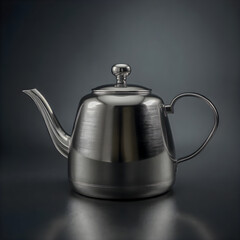 Fototapeta premium Metal teapot on a dark background.