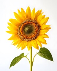 Fototapeta premium Botanical Illustration of a Vibrant Sunflower with Yellow Petals