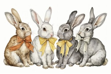 Fototapeta premium Bunny family bunnies illustration rabbits.