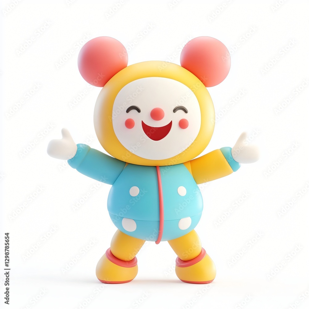 Poster Cute toy character with a big smile on its face displaying joy and happiness in a playful and colorful setting
