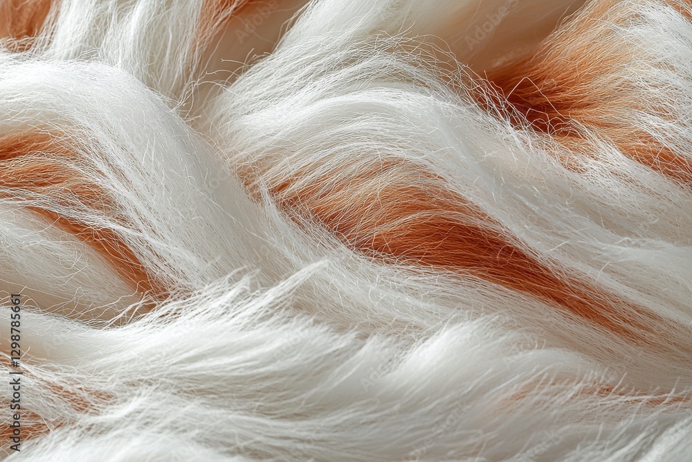 Poster an artistic close-up of intertwined white and brown fibers, creating a dynamic and flowing texture w