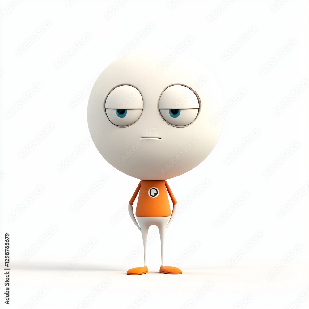 Aufkleber Cartoon character depicting a sad expression with big eyes and an endearing look in a whimsical setting