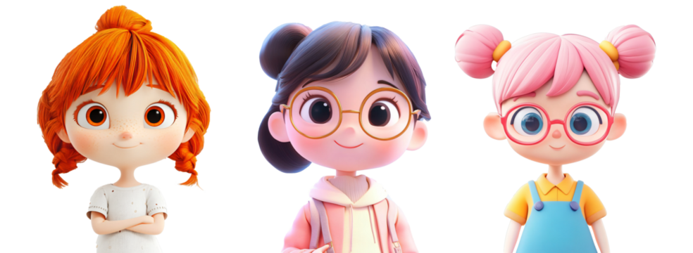 Playful young girl and boy both wearing glasses smiling together in a fun and colorful setting full of imagination