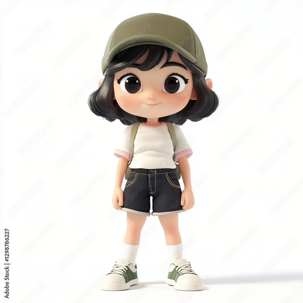 Aufkleber charming doll dressed in a stylish hat captured in a delightful display of imagination and creativit