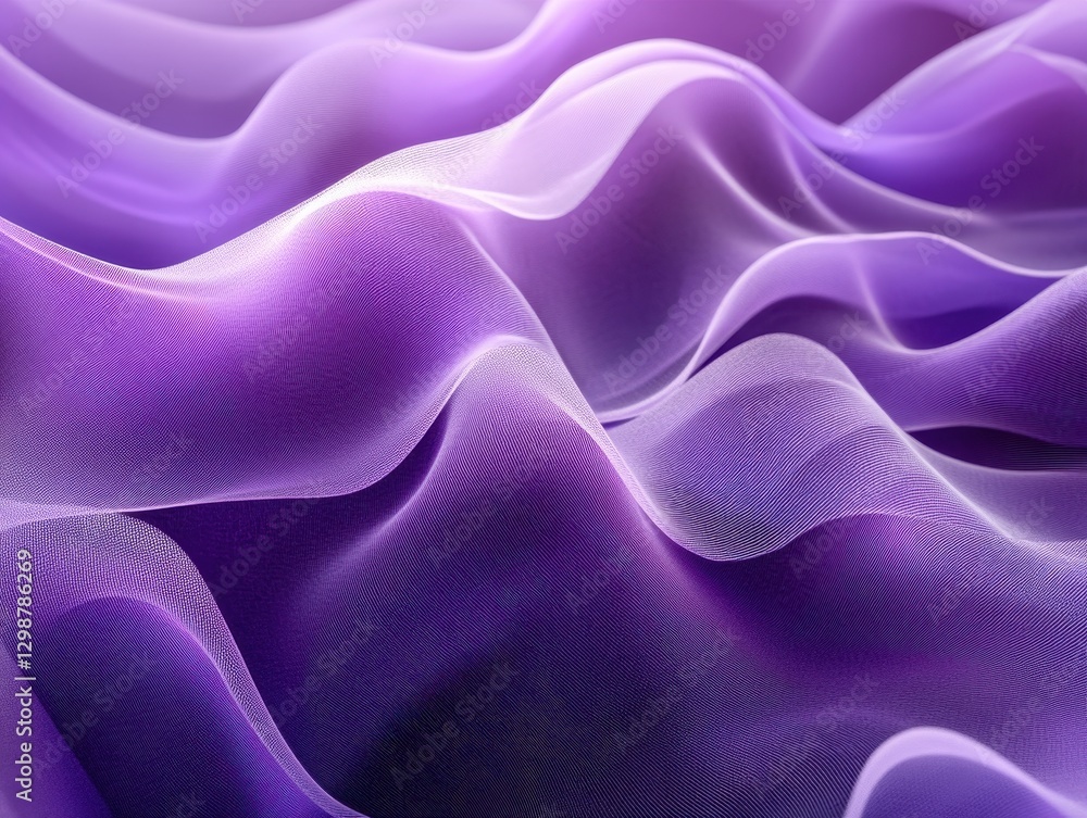 Poster soft and ethereal purple fabric waves with gentle draping texture in an abstract design for artistic