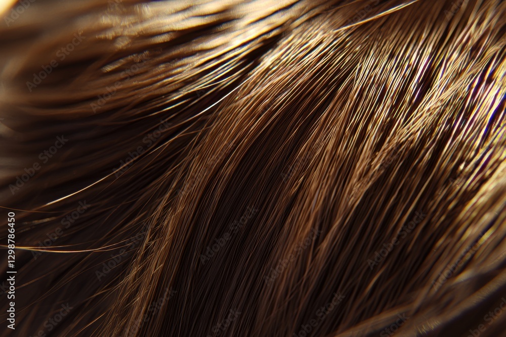 Poster a stunning close-up capturing the rich texture and subtle variations of brown hair strands, creating