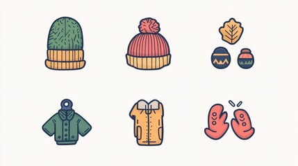 Fototapeta premium Winter Apparel Icons