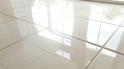 Gleaming White Tile Floor Reflecting Sunlight