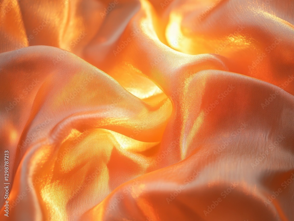 Poster soft and shimmering silk fabric with warm orange tones capturing light and texture in a beautiful ab