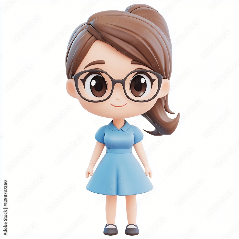 Poster colorful cartoon character with big eyes and a friendly smile standing in a fun and playful backgrou