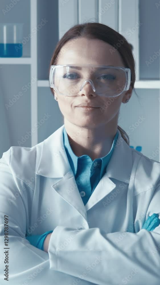 Poster a focused scientist engaged in conducting research and analysis in a modern laboratory setting, util