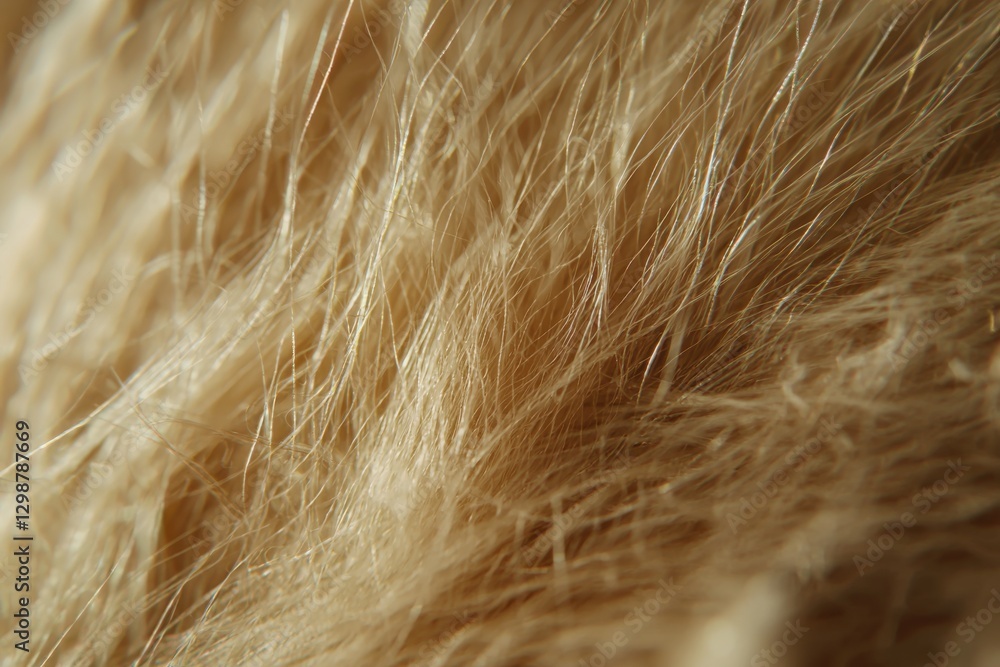 Poster a detailed macro shot of golden fur, capturing the softness and texture with a focus on the individu
