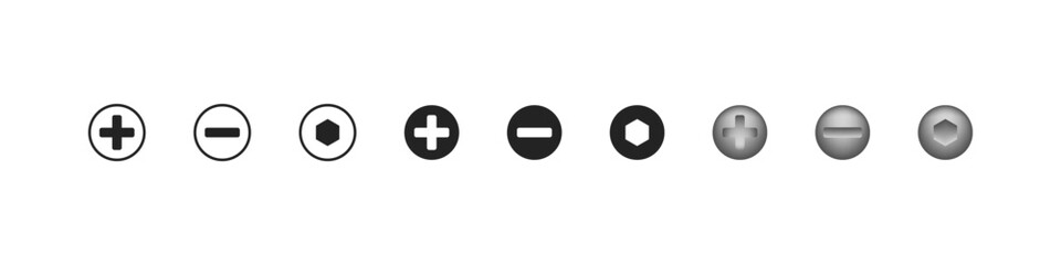 Screws Head Vector Tools Vector Icons Set