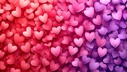 Bright and cheerful vertical design of multicolored hearts in shades of pink