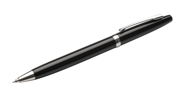 black pen isolated on white background , transparent png 