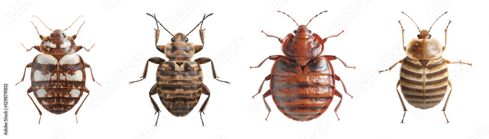 Aufkleber various types of beetles displaying diverse patterns and unique colors