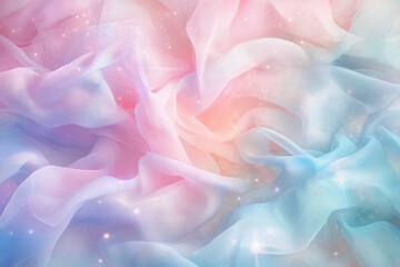 Fototapeta premium Pastel colored chiffon fabric forming elegant waves and folds