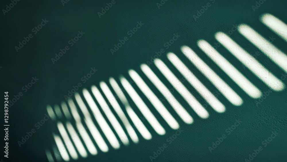 Poster soft light patterns creating abstract striped shadows on a dark green surface evoking tranquility an
