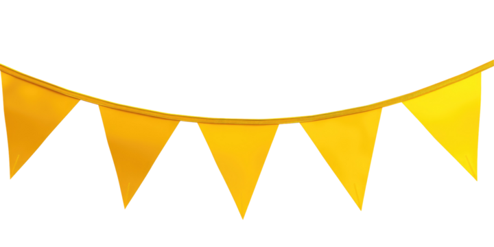 Golden Banner Garland On Black. Festive Decoration For Parties, Celebrations