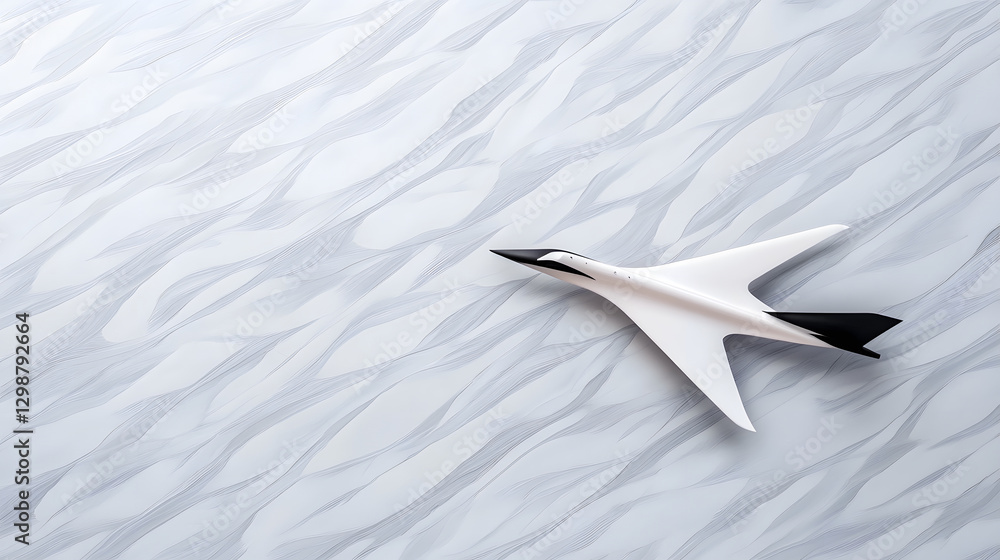 Poster paper airplane on a textured surface background
