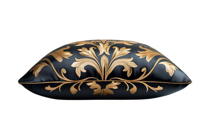 Png of Luxury Black and Gold Decorative Pillow &ndash; Elegant Baroque Cushion Design on transparent background.