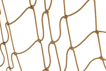 Football or tennis net. Rope mesh on a white background close-up