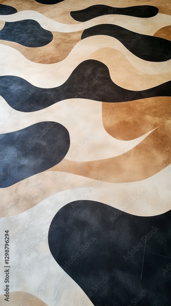 Poster camouflage pattern on textured surface showcasing a blend of earth tones and abstract shapes