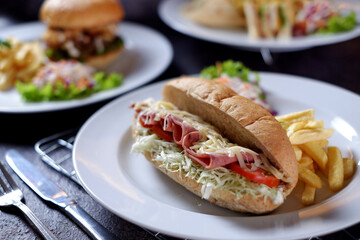 Zinger Prawns Sandwich with Coleslaw and French Fries, Served with Sauce 2