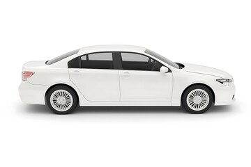 White sedan car isolated on white background.